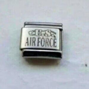 US Air Force laser 9mm stainless steel Italian charm bracelet link new